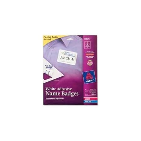 Avery Avery Adhesive Name Badge Labels, 2-1/3" x 3-3/8", White, 160/Box 8395